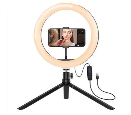 ANILLO DE LUZ LED DE 8" CON MINI TRÍPODE ARG-LP-9315BK