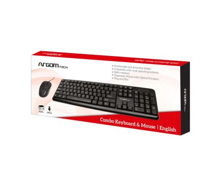 TECLADO Y MOUSE USB COMBINADOS EN INGLÉS ARG-KB-7428